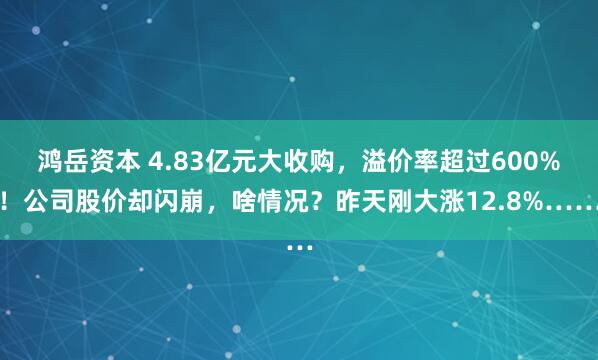 鸿岳资本 4.83亿元大收购，溢价率超过600%！公司股价却闪崩，啥情况？昨天刚大涨12.8%……